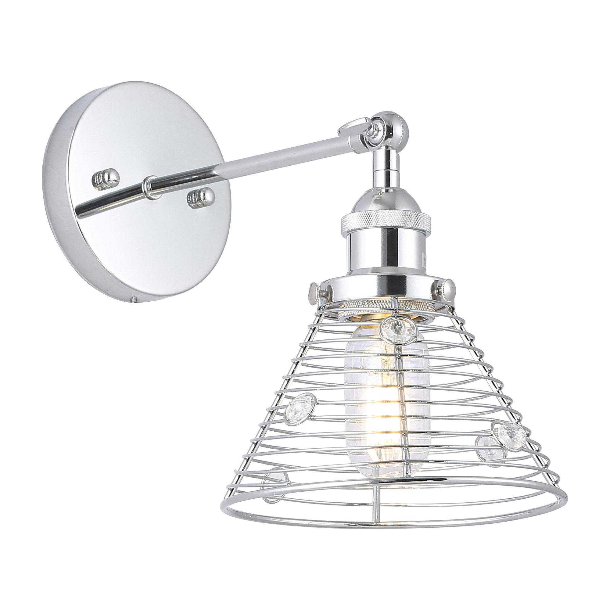 1-Light Modern Silver Wall Scone Light