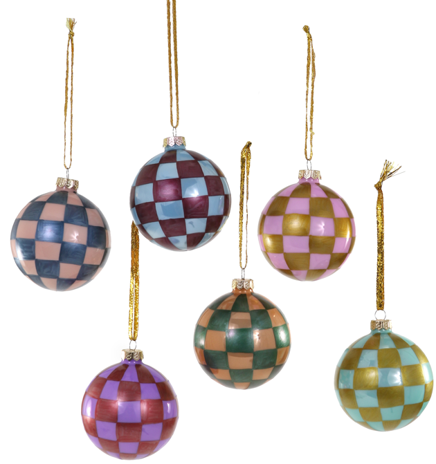 Checkered Bauble Trendy Set Of 6