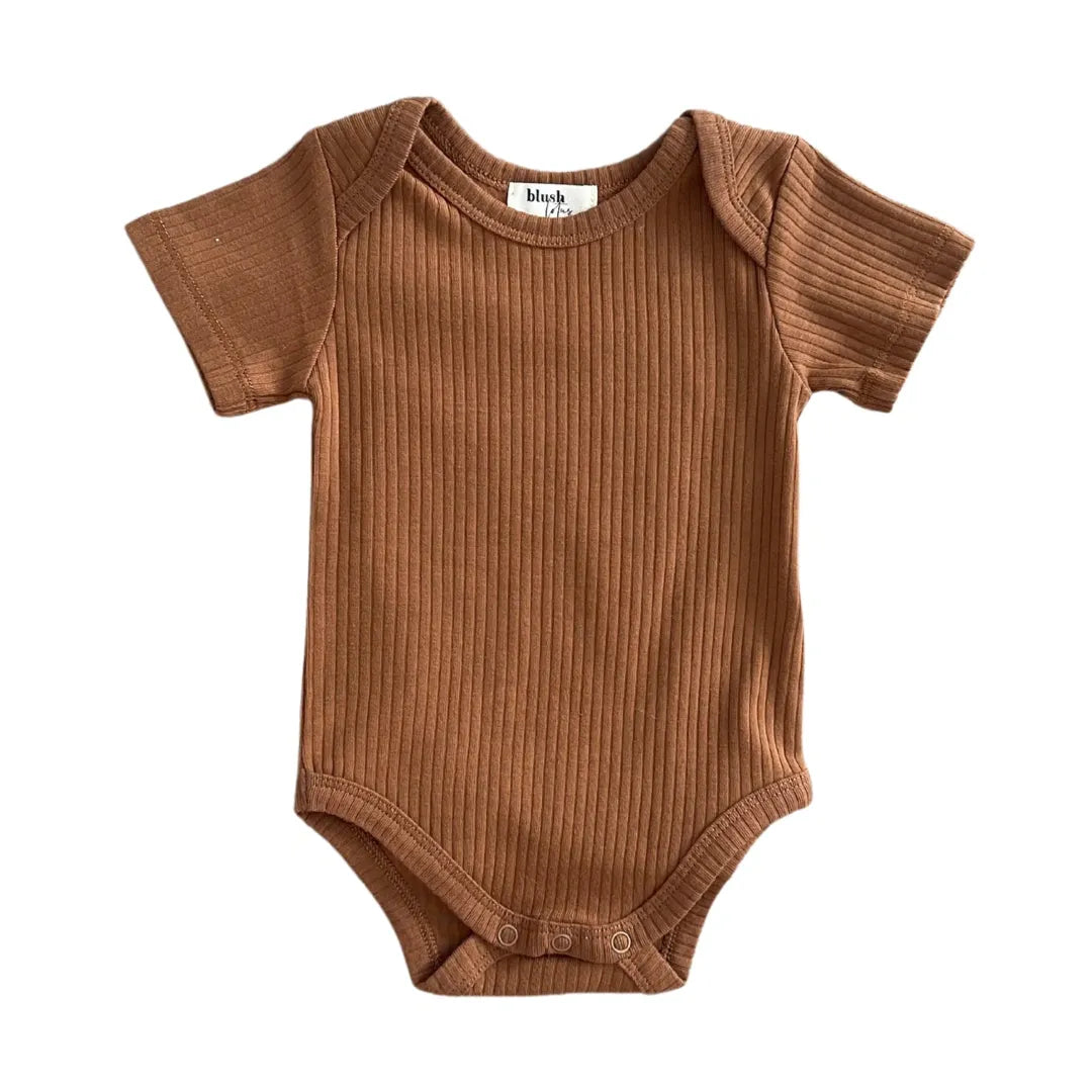 Ribbed Bodysuit – Short Sleeve – Cognac