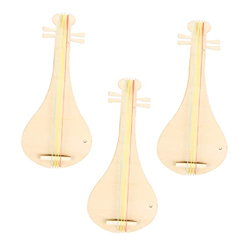 Wood Instrument to Paint Model Kit 3 Sets Pipa Wood Wooden Woody Instruments Graffiti Musical Instrument Traditional National Stringed Wood