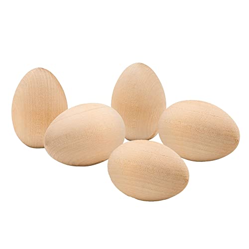 UUYYEO 10 Pcs Unpainted Wooden Eggs Unfinished Easter Wood Craft Eggs Flat Bottom Fake Eggs for Easter Small