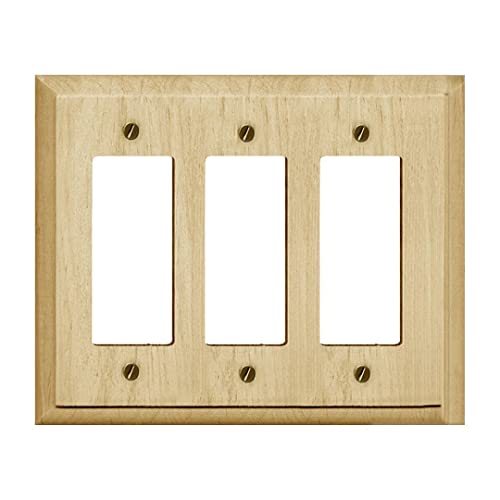 Runwireless Solid Wood, Traditional Unfinished Wood Wallplate Triple Rocker 4-411RRR