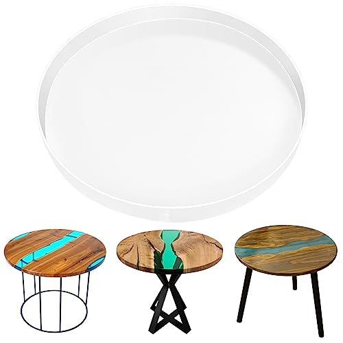 Large Epoxy Resin Molds Round, 24″ Resin Molds Silicone,Tray Epoxy Mold Silicone with Wooden Frame for Charcuterie Board, River Resin Coffee Table,