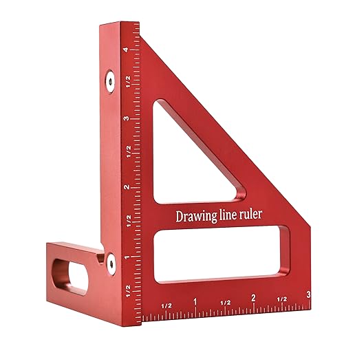 BOXmime Imperial 3D Multi-Angle Measuring Ruler,45/90 Degree Aluminum Alloy Woodworking Square Protractor, Miter Triangle Ruler High Precision Layout