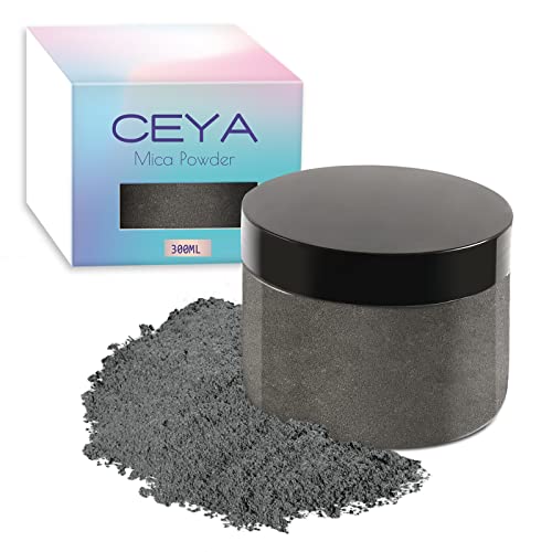 Ceya Mica Powder, 5.3oz/ 150g Charcoal Grey Pearlescent Effect Colorant Pigment Powder for Epoxy Resin,Tumblers, Slime Bath Bomb, Soap Dye, Slime,