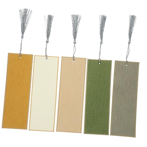 Tofficu 5pcs Paper Bookmarks Handwriting Books Blank Bookmarks Cotton Thread Bookmarks for Book Lovers Unfinished Page Markers Calligraphy Bookmark