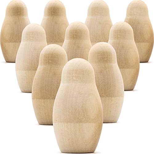 AEVVV Unfinished Nesting Dolls Lot of 10 Sets by 4 pcs – Blank Nesting Dolls – Unpainted Dolls – Wooden Things to Paint