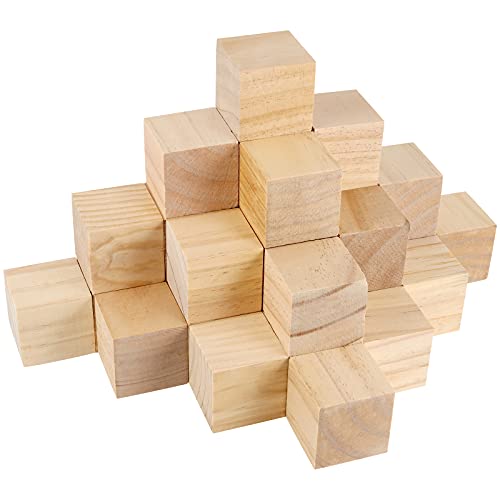 FUNSUEI 50 PCS 2 Inch Wooden Cubes, Unfinished Wood Blocks, Wood Blocks for Crafts, Carving, DIY Projects