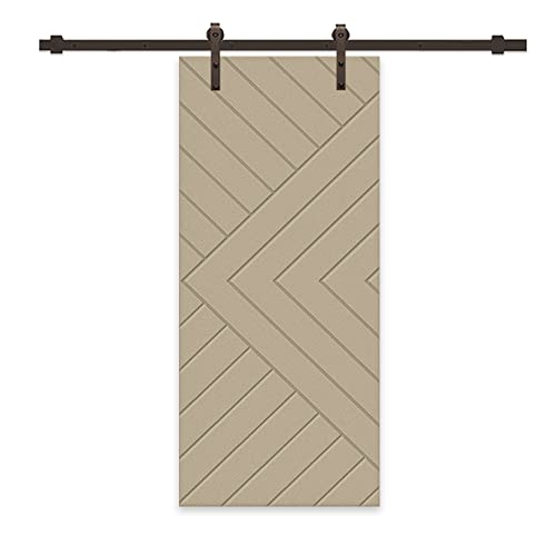 Calhome Chevron Arrow Fully Assembled MDF Modern Sliding Barn Door with Hardware Kit, 36 x 84 in, Unfinished