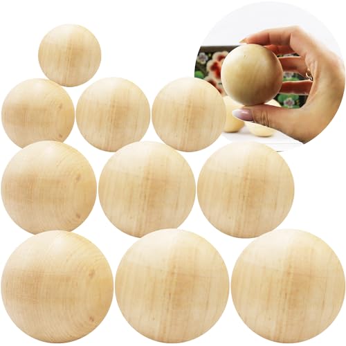 Wooden Craft Balls 2.4 in – Unfinished Wood Beads for Crafts & Decor, 10-Pack