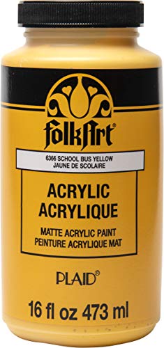 FolkArt Matte Acrylic Paint in Assorted Colors, 16 oz, School Bus Yellow 16 Fl Oz