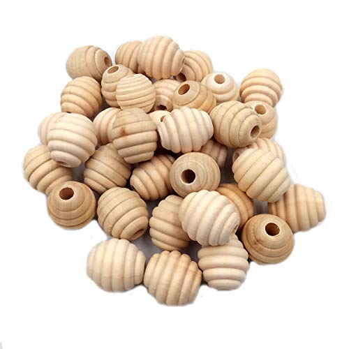 30pcs 20mm Unfinished Wood Threaded Wooden Spacer Loose Honeycomb Round Beehive Beads Home Decoration Accessories DIY Wood Crafts Accessories