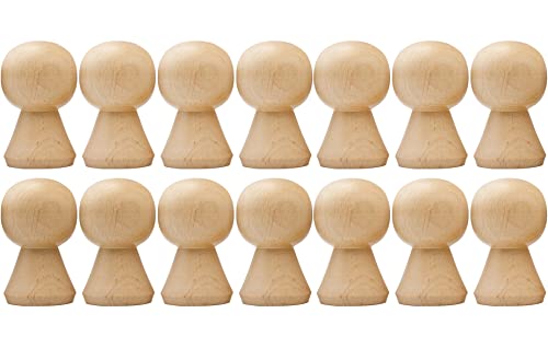 Wooden Peg Dolls Unfinished 2.4” Lot of 14 pcs – Unfinished Wooden Pegs Female Doll Body for Crafts – Blank Wooden Pegs – Wooden Figurines for