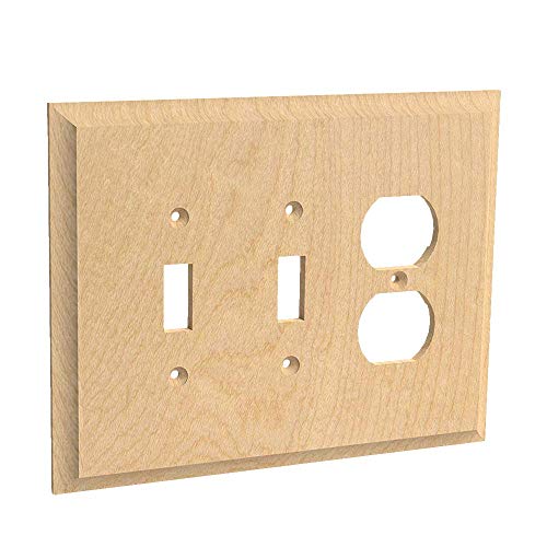 Designs of Distinction Wood Switch Cover – Unfinished/Raw Hardwood – Laser Cut & Includes Installation Hardware – 01451012-1 (Hard Maple)