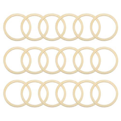 uxcell 50Pcs 60mm(2.4-inch) Natural Wood Rings, Unfinished Wooden Pieces Circle Ornaments Wreath Frame Ring for Home Decor, DIY Crafting