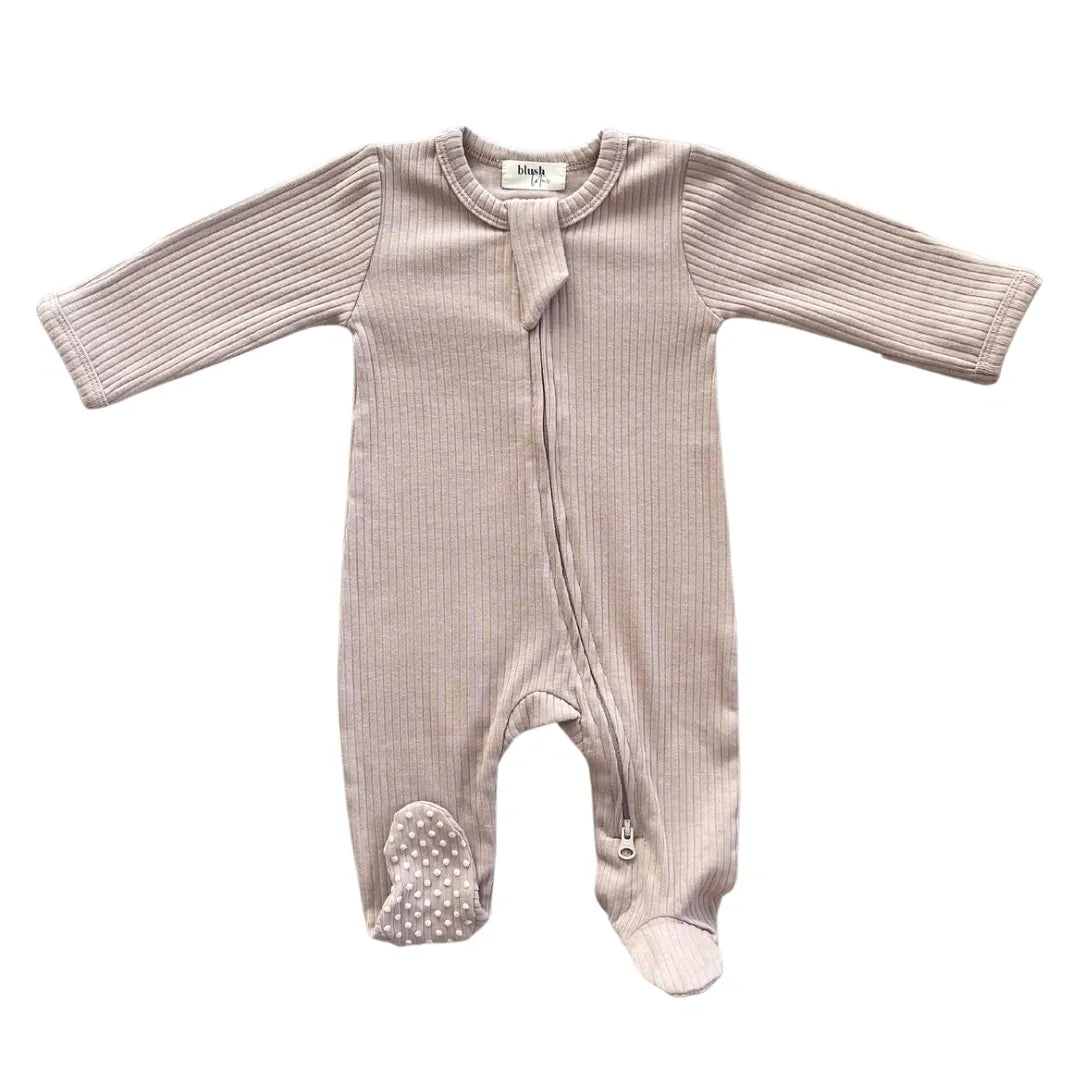 Ribbed Zip Romper – Desert Sand