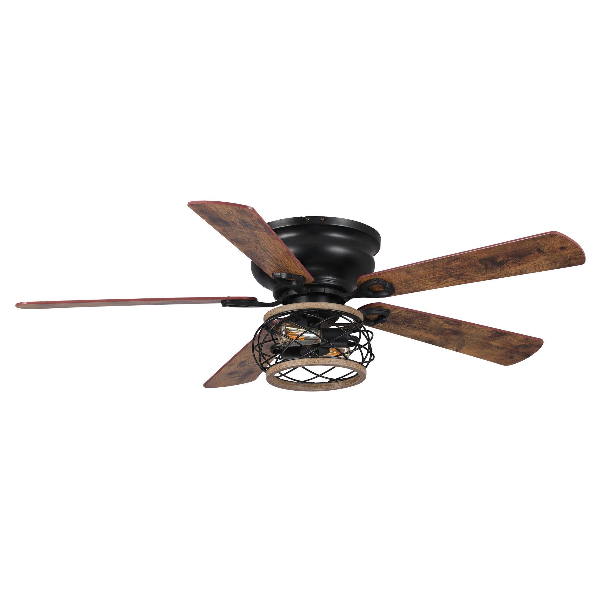 48″Antwerp Farmhouse Flush Mount Reversible Ceiling Fan with Lighting and Remote Control