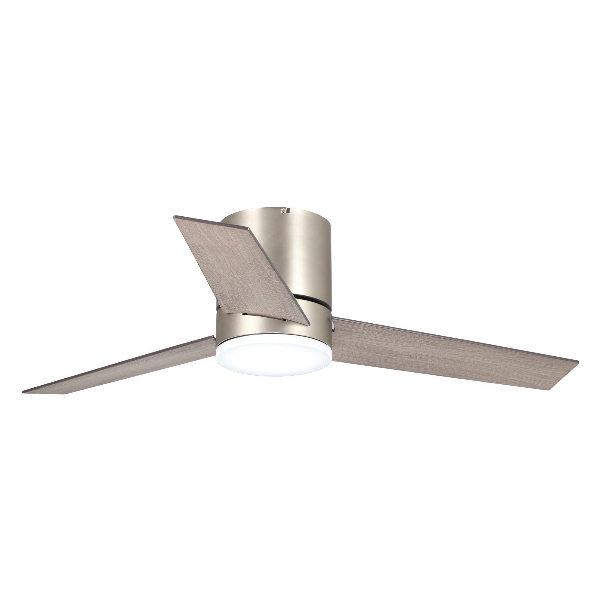 48″ Satin Nickel Flush Mount Ceiling Fan with LED Lighting