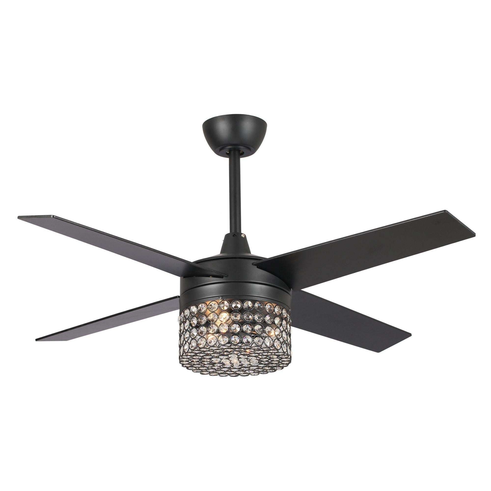 48″ Pune Modern Downrod Mount Reversible Crystal Ceiling Fan with Lighting and Remote Control