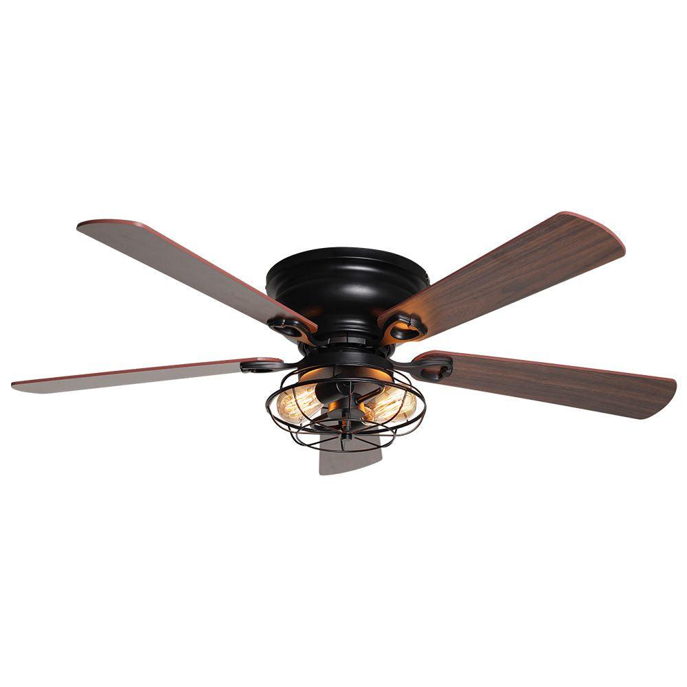 48″ Ummuhan Industrial Flush Mount Ceiling Fan with Lighting