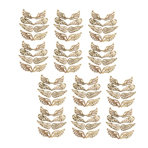 Christmas Wood Angel Wings 80pcs Mini Chips Gift Stuff Wooden Angel Wings Cutouts Angel Crafts Unfinished Round Blank Wood Bamboo CD Paper Cut