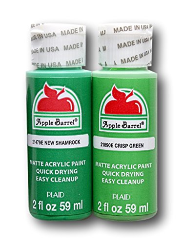 Apple Barrel Acrylic Paint Classic Green Hues Set – New Shamrock and Crisp Green (2 Ounces Each)