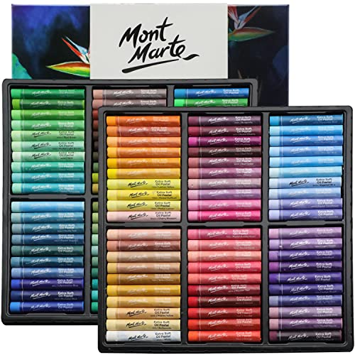 MONT MARTE Extra Soft Oil Pastels Vibrant Hues Premium 120pc, Assorted Bright Colors, Vibrant, Buttery, Versatile Art Pastels for Blending, Layering