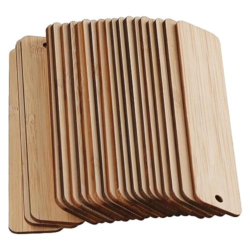 Uniquer 20Pcs 4.72Inch Blank Bamboo Bookmark Engraving Bamboo Blanks Bookmarks Unfinished Wood Hanging Tags