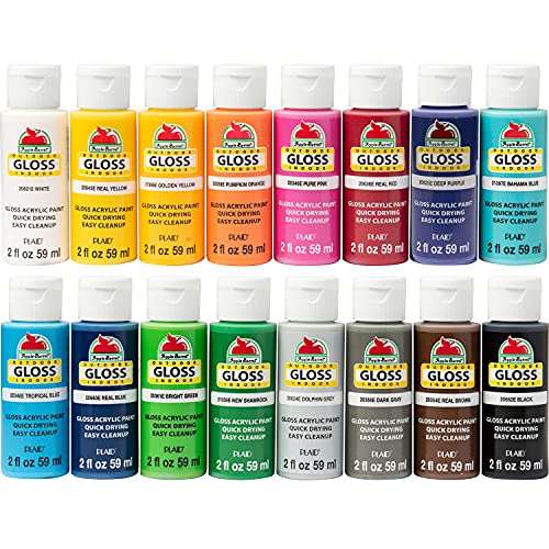 Apple Barrel Gloss Paint Set, 16 Piece (2-Ounce), PROMOABG Colors