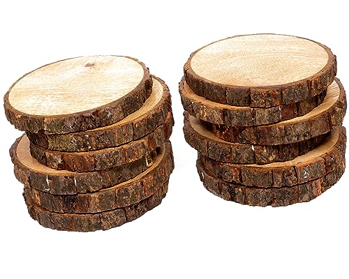 Coaster Set of 12, Natural Wood Slices, Round Wood Discs Tree Bark Wooden Circles for DIY Crafting Coasters Arts Crafts Home Decorations Vintage