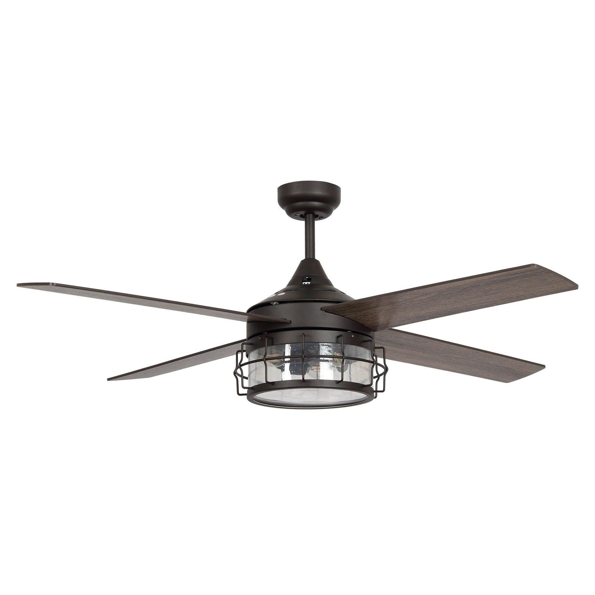 52″ Celentano Industrial Downrod Mount Reversible Ceiling Fan with Lighting and Remote Control