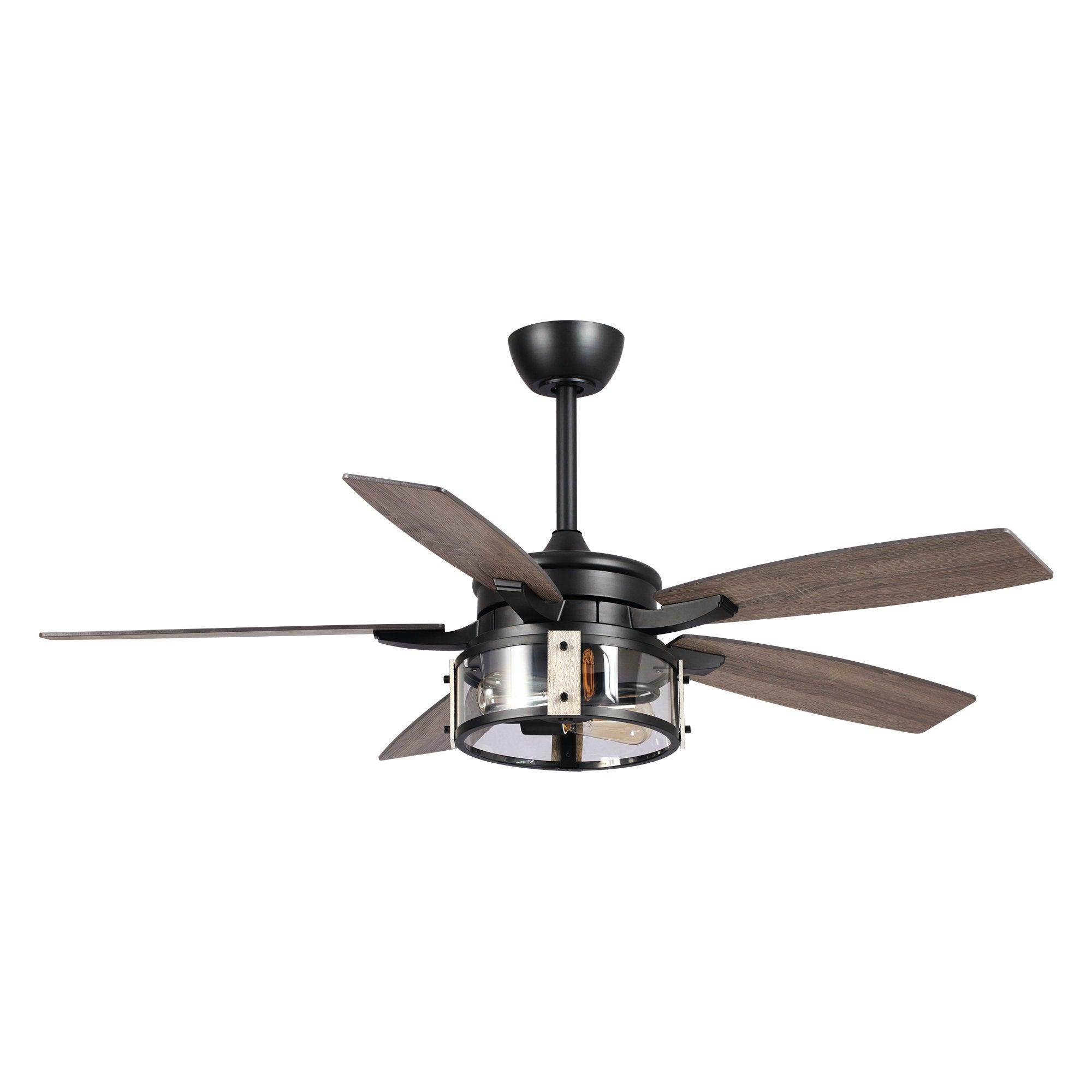 52″ Coimbatore Farmhouse Downrod Mount Reversible Ceiling Fan with Lighting and Remote Control