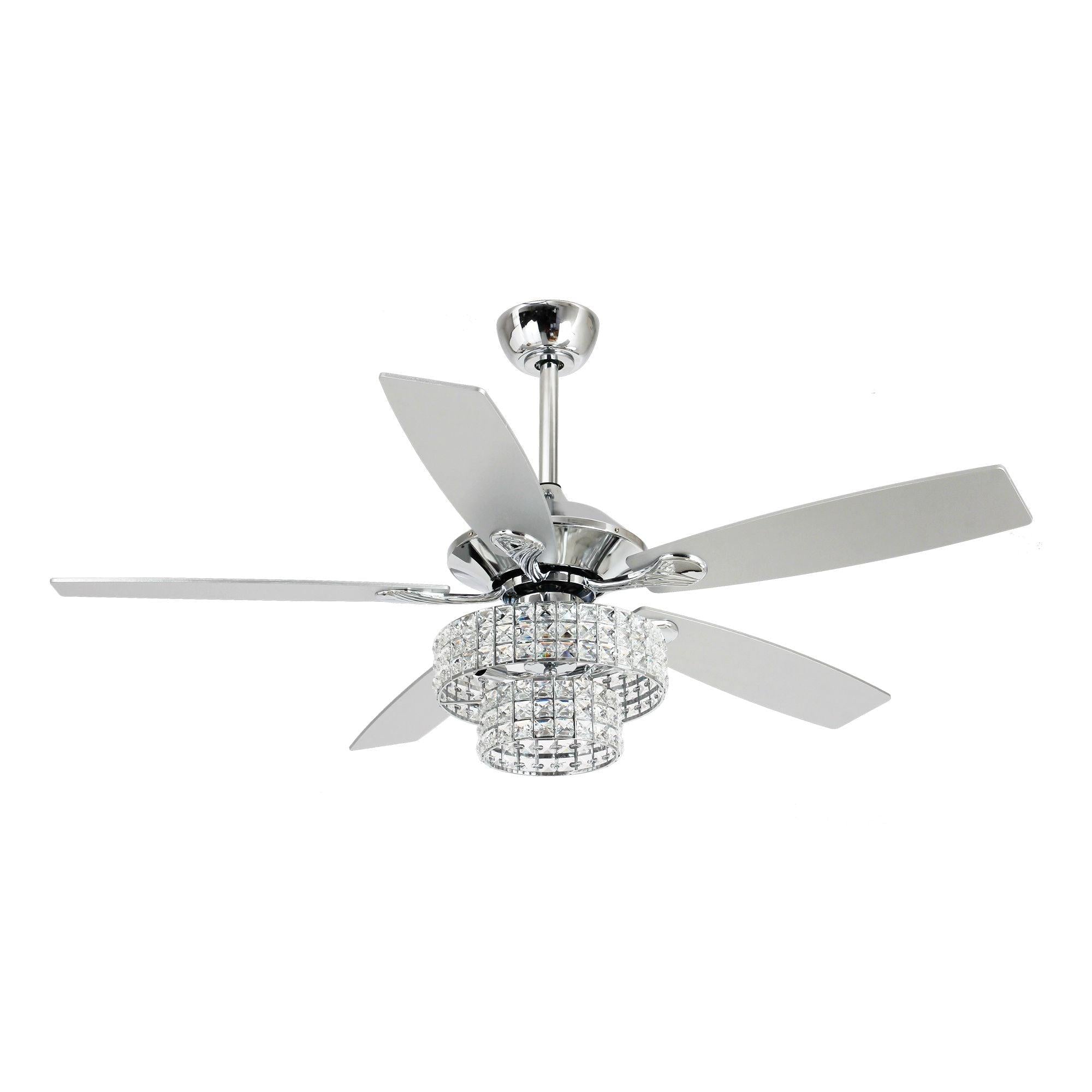 52″ Howell Modern Downrod Mount Reversible Crystal Ceiling Fan with Lighting and Remote Control