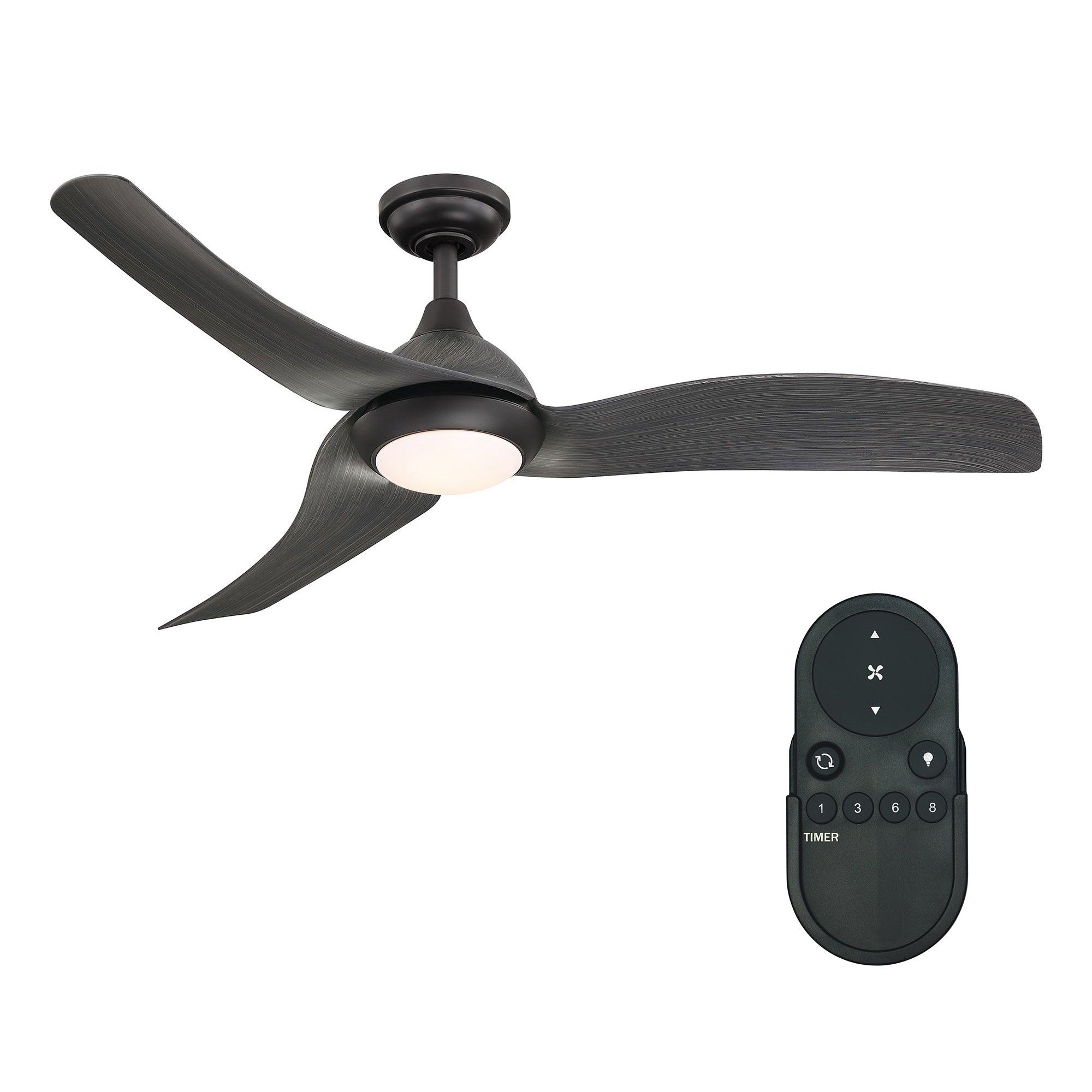 52″ Industrial DC Motor Downrod Mount Reversible Ceiling Fan with LED Lighting and Remote Control