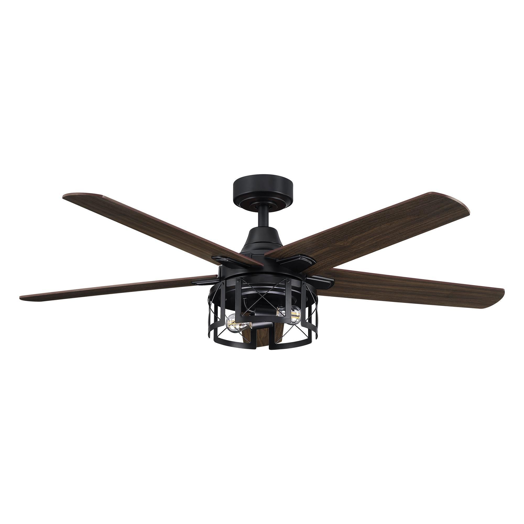 52″ Kolkata Industrial Downrod Mount Reversible Ceiling Fan with Lighting and Remote Control