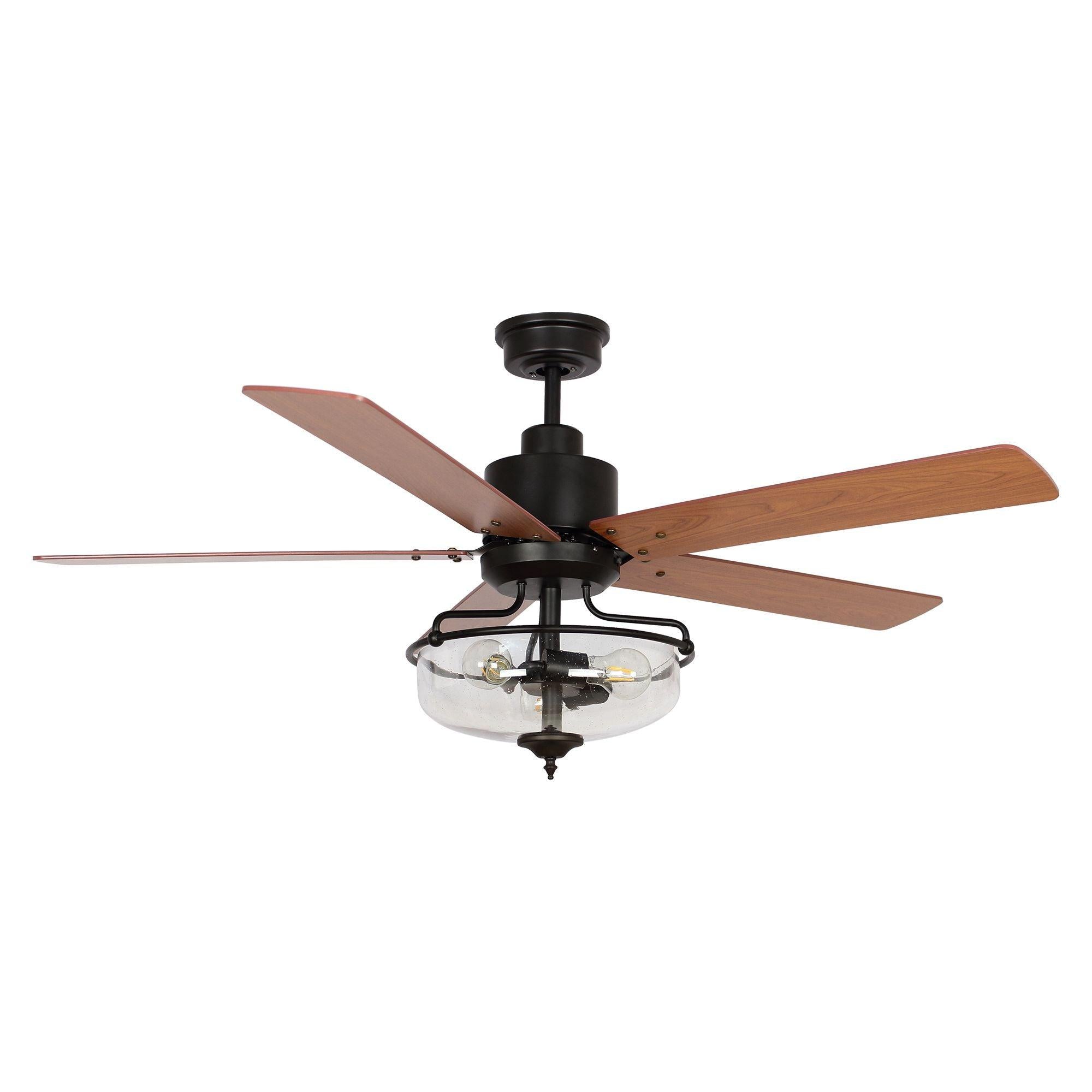 52″ Mumbai Industrial Downrod Mount Reversible Ceiling Fan with Lighting and Remote Control