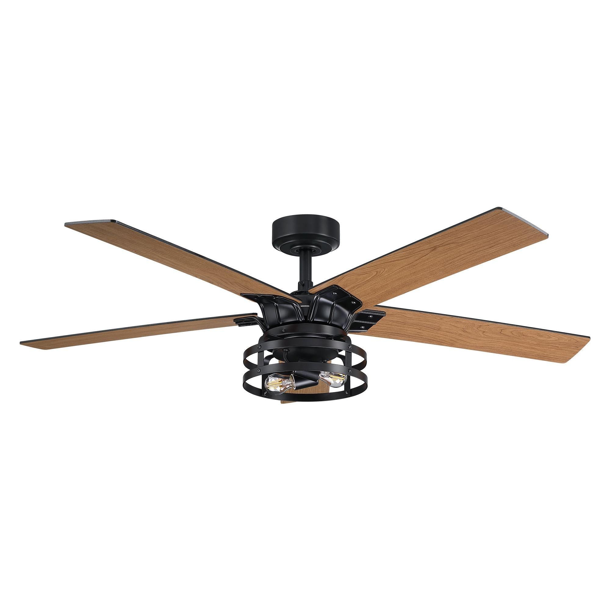 52″ Prayag Industrial Downrod Mount Reversible Ceiling Fan with Lighting and Remote Control