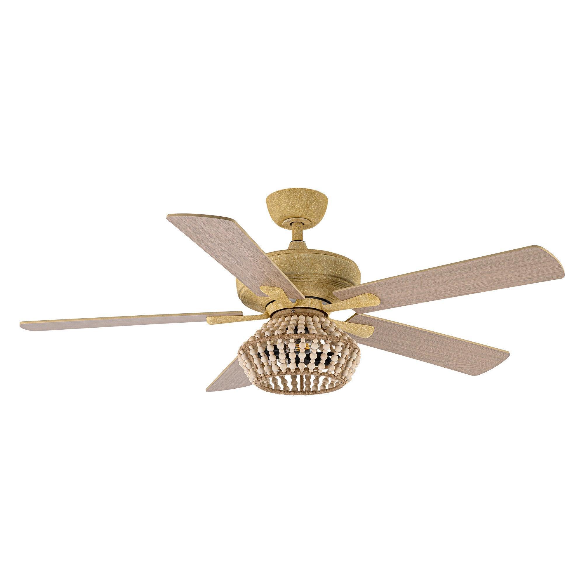 52″ Pune Farmhouse Downrod Mount Reversible Ceiling Fan with Lighting and Remote Control