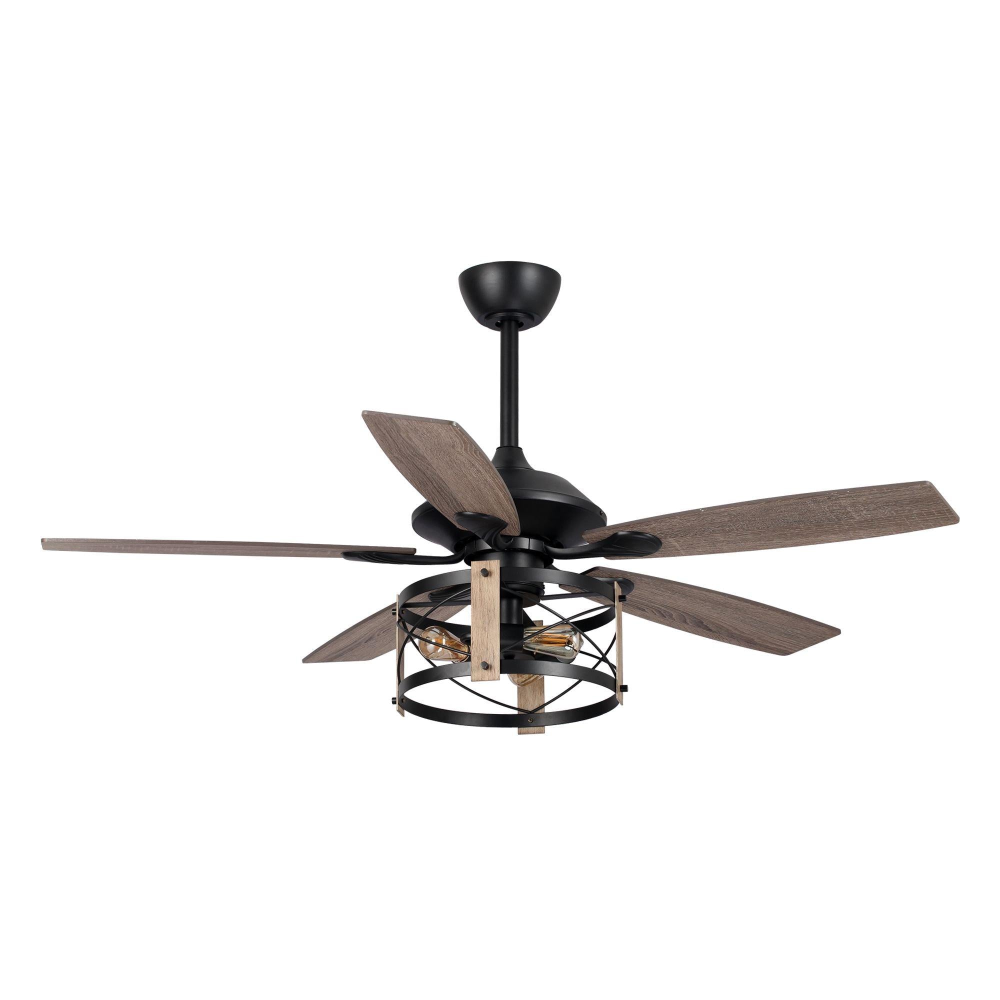 52″ Wisner Industrial Downrod Mount Reversible Ceiling Fan with Lighting and Remote Control