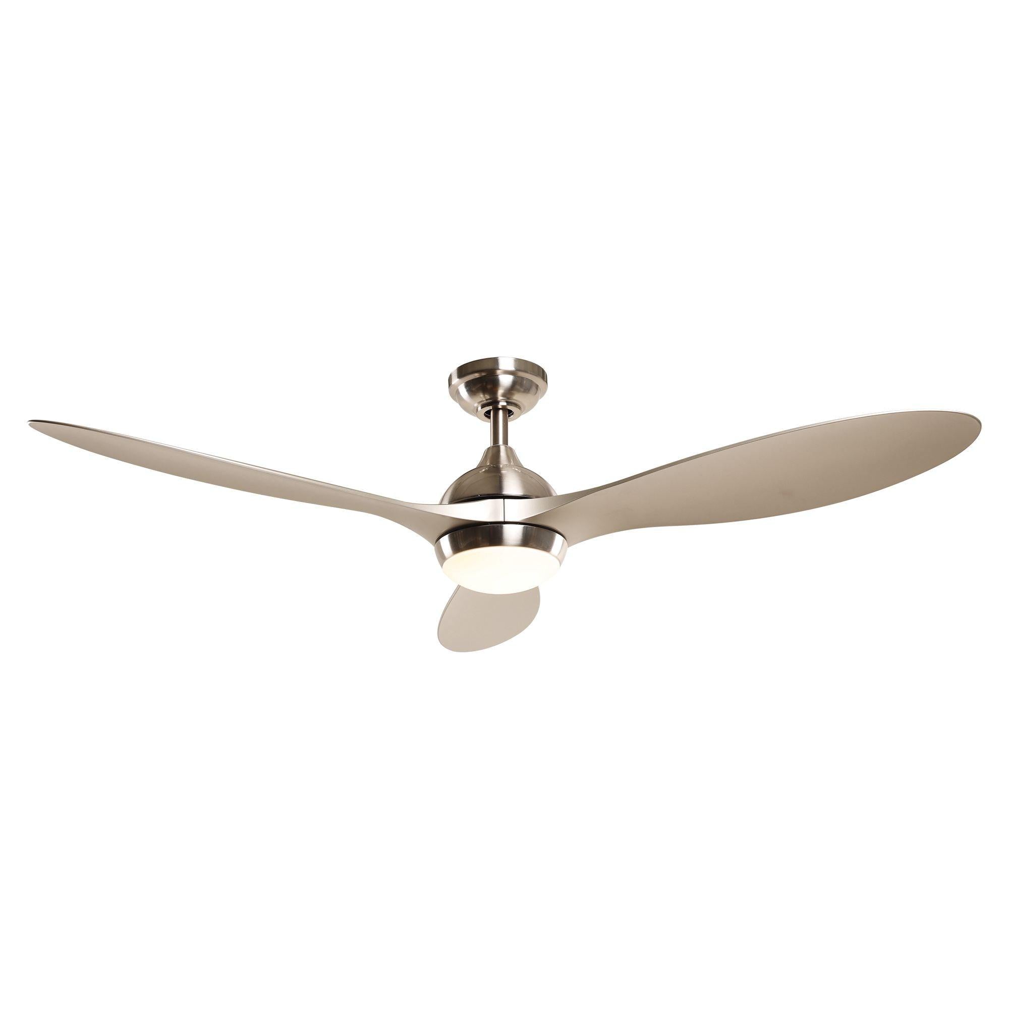 56″ Bernardino Modern Brushed Nickel DC Motor Downrod Mount Reversible Ceiling Fan with Lighting and Remote Control