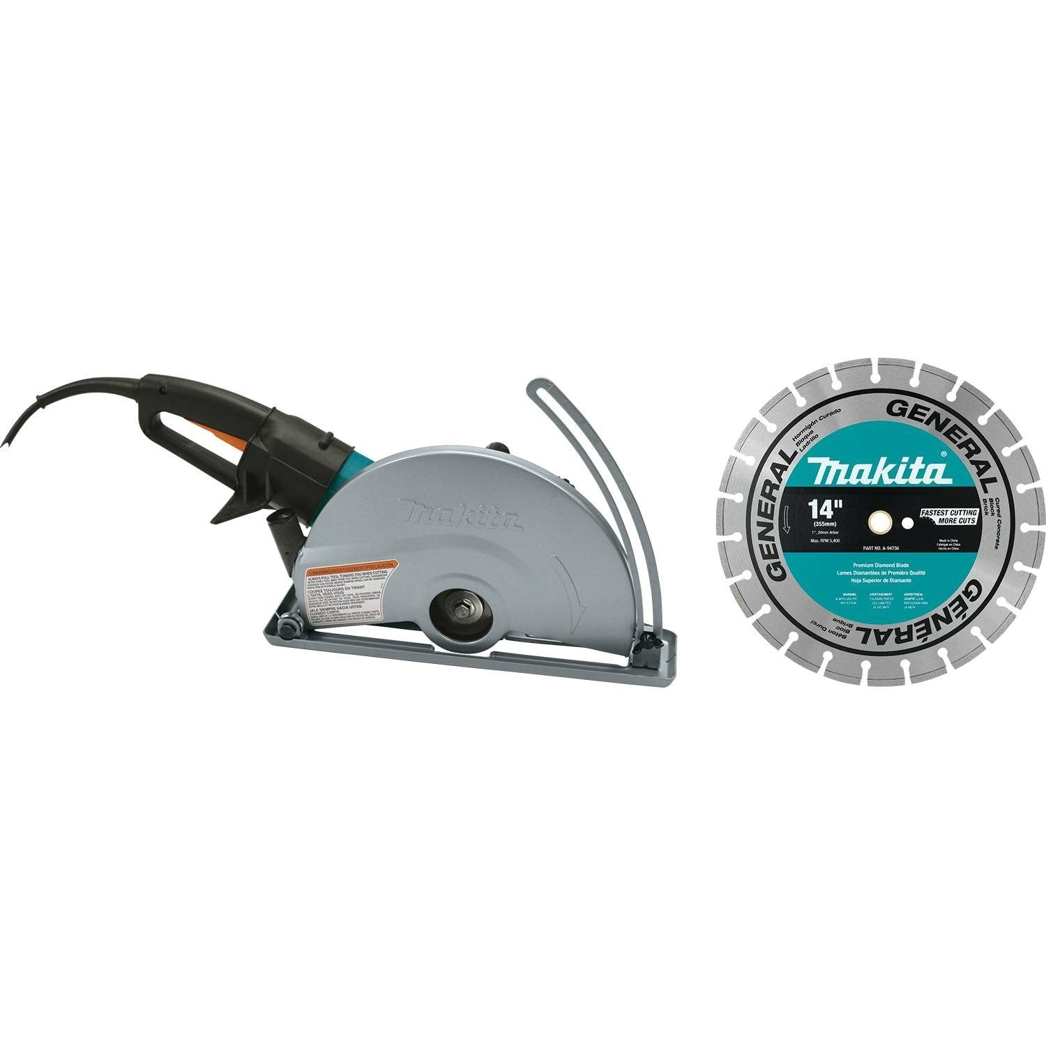 Makita 4114X 14″ SJS™ Electric Angle Cutter, with 14″ Diamond Blade