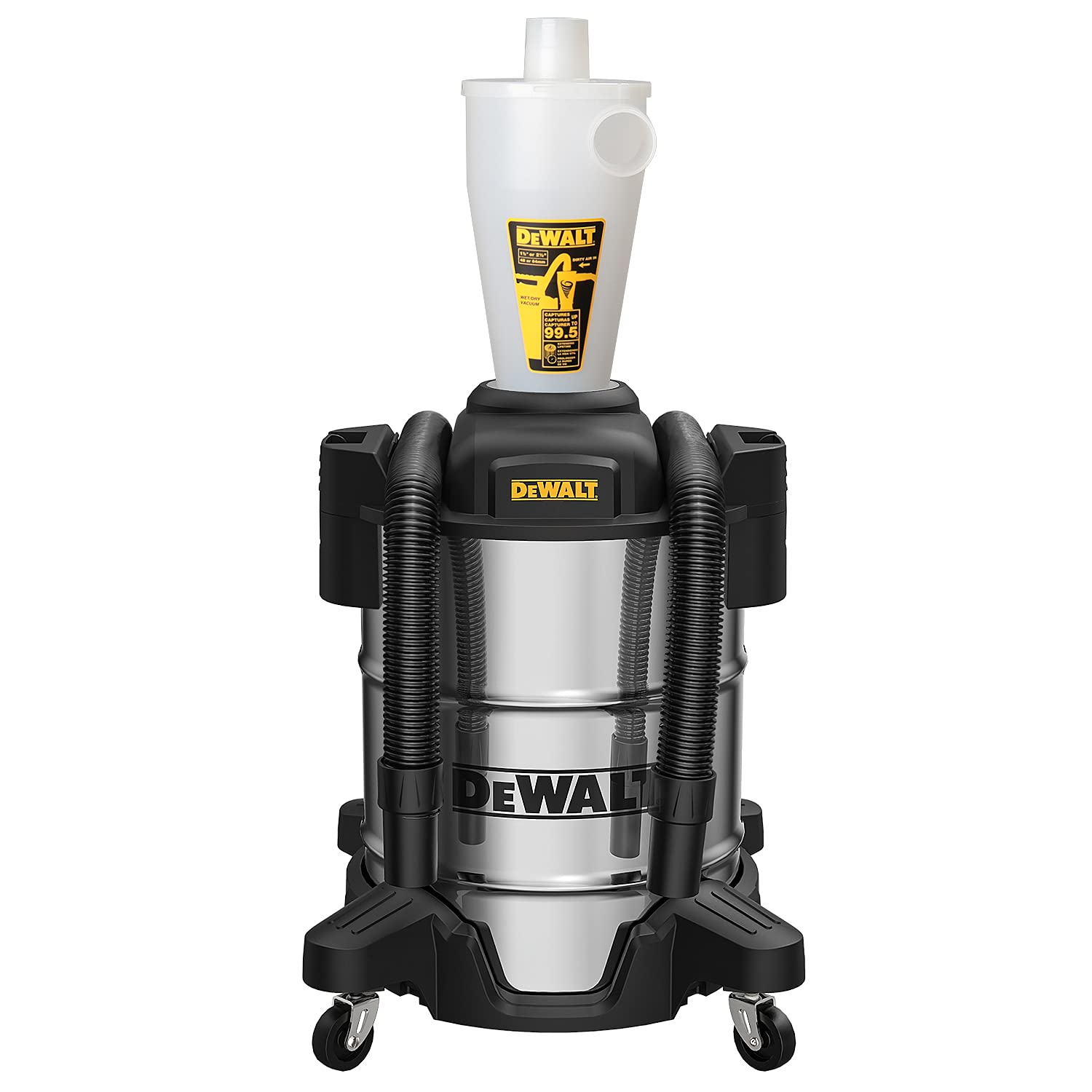 Dewalt Separator with 10 Gal Stainless Steel Tank, 99.5% Efficiency, High-Performance Cycle Powder Filter, Dust Cyclone Collector, DXVCS003, 1 Unit,