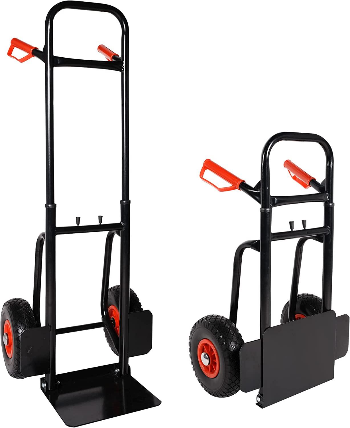 Heavy Duty Hand Truck Dolly Cart Trolley Cart with Telescope Handle & 9.4″ PU Wheels, 440 Pound Capacity