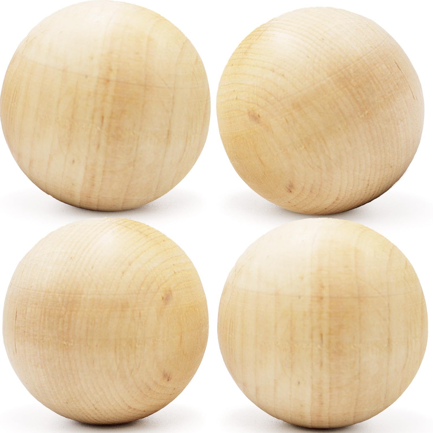 2,4 in Wood Balls for Crafts – Unfinished, Perfect for Wooden Bead Projects, DIY Decor, Pack of 4 Pcs