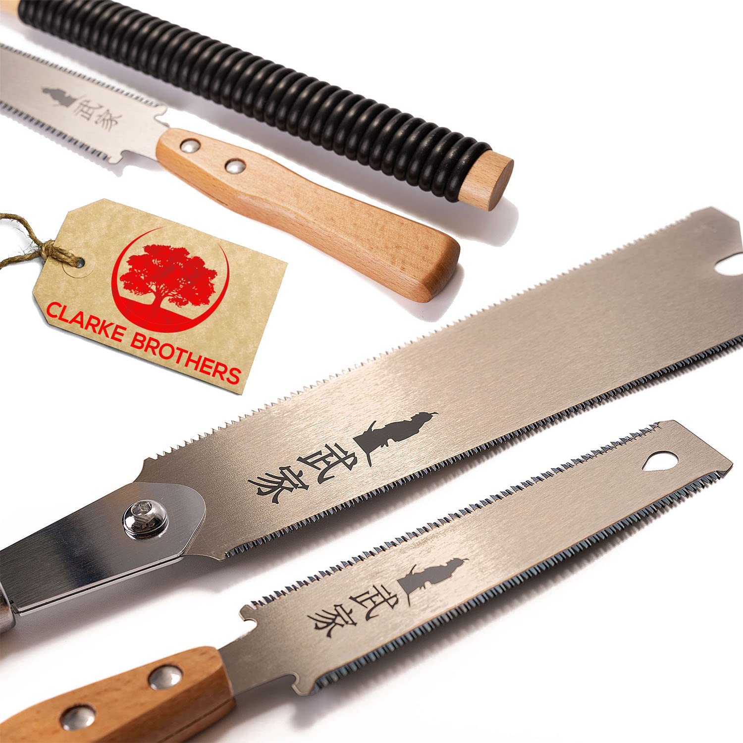 Set of 2 – Ryoba Japanese Pull Saw 9.5 Inch and Flush Cut Saw 6 Inch – Woodworking Tools Ryoba Table Saw – Steel Blades and Wood Handles, Handsaw 2