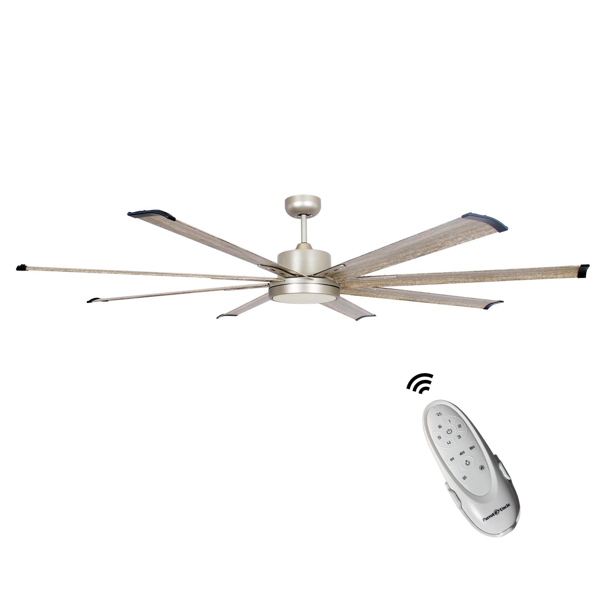 72″ Bankston Modern Satin Nickel DC Motor Downrod Mount Ceiling Fan with LED Lighting and Remote Control