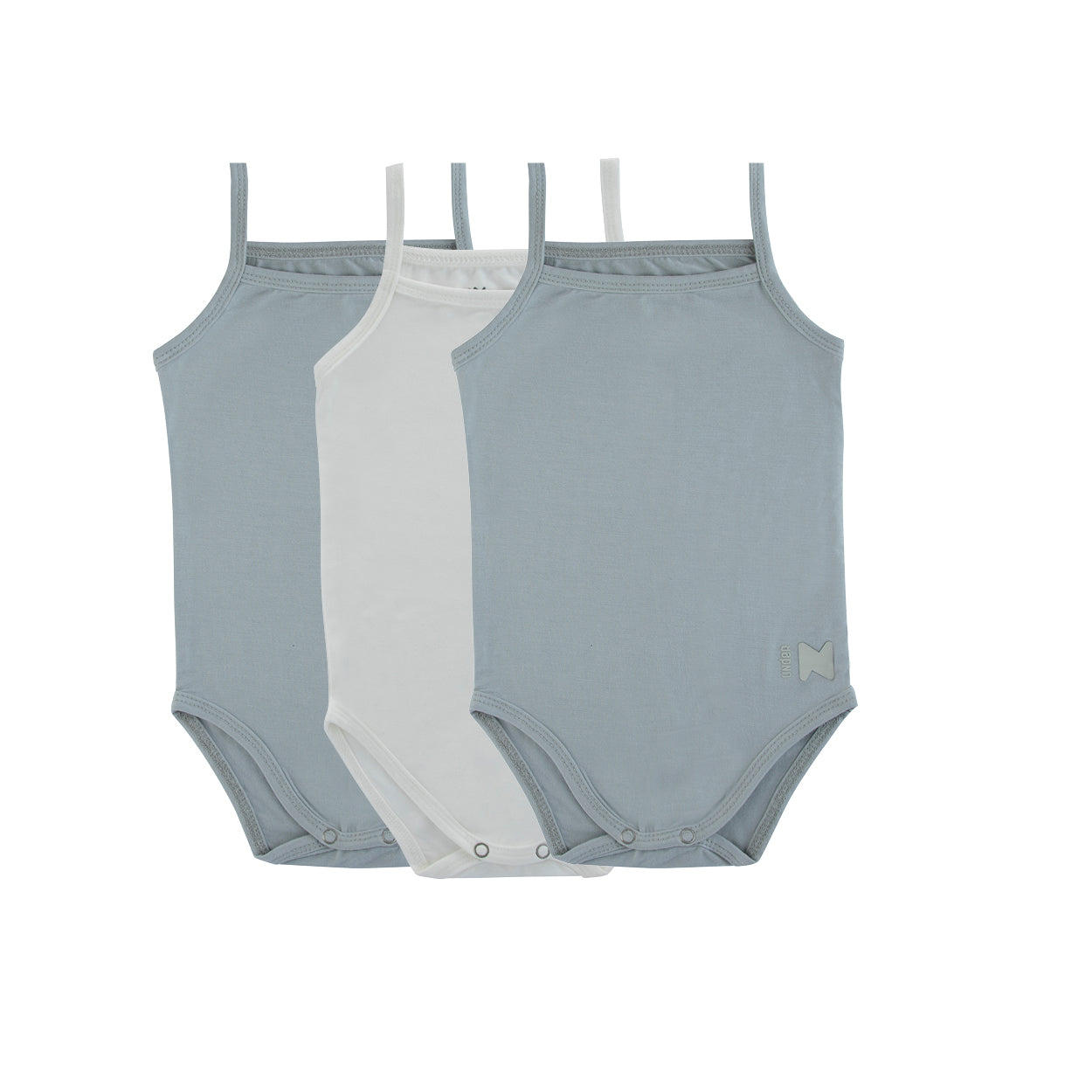 Bamboo Cotton Dusty Blue + White (three Pack)