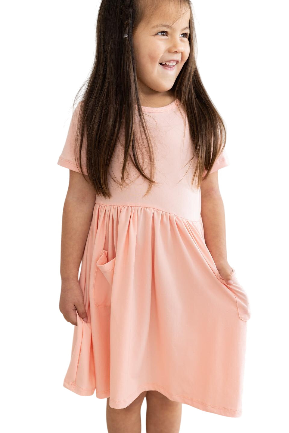 Peach S/s Pocket Twirl Dress