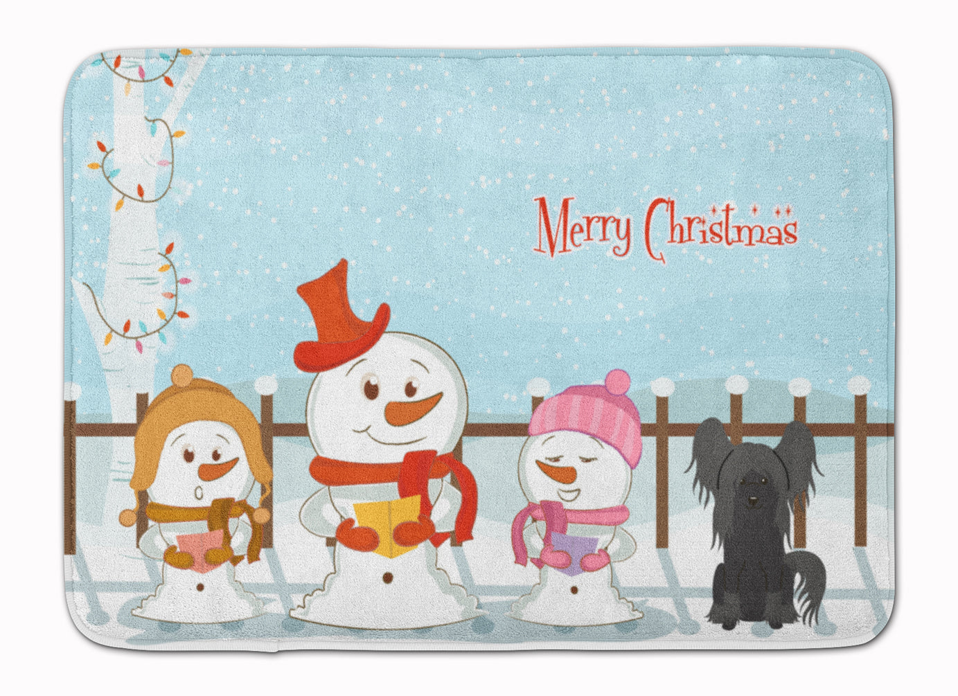 Merry Christmas Carolers Chinese Crested Black Machine Washable Memory Foam Mat BB2443RUG