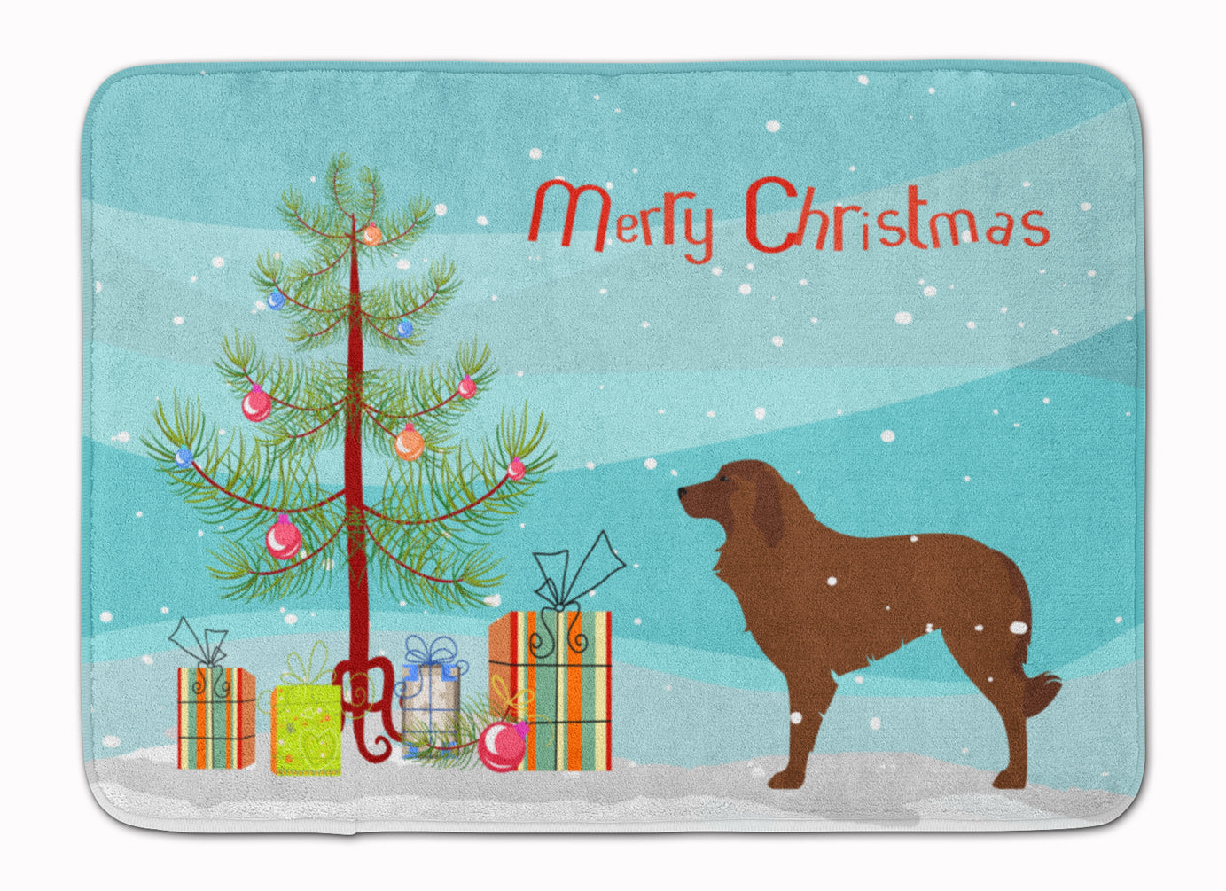 Portuguese Sheepdog Dog Merry Christmas Tree Machine Washable Memory Foam Mat BB2949RUG